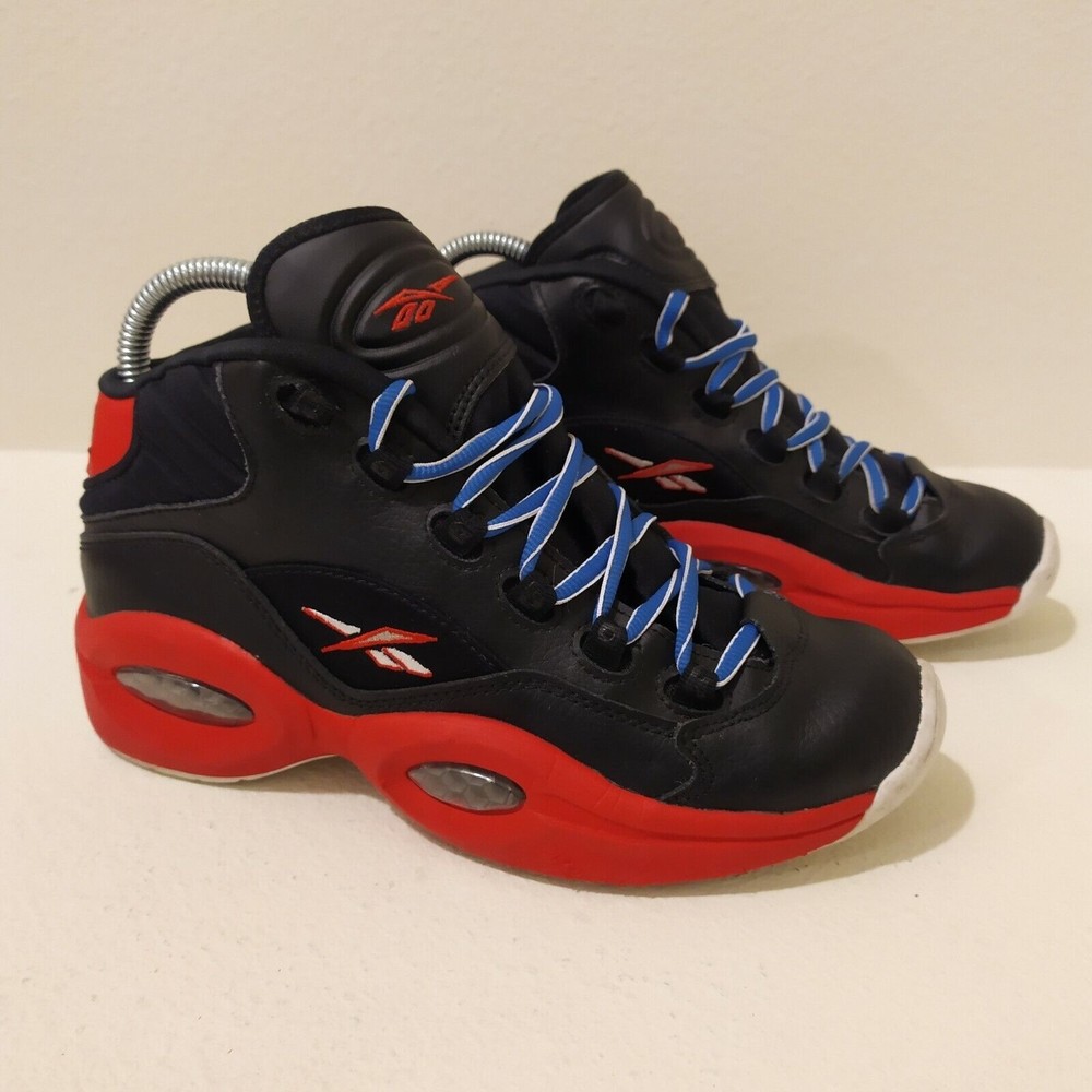 Reebok Question Mid SS Basketball Shoes Black/Red/Blue Sixers (AR1958) Sz 5